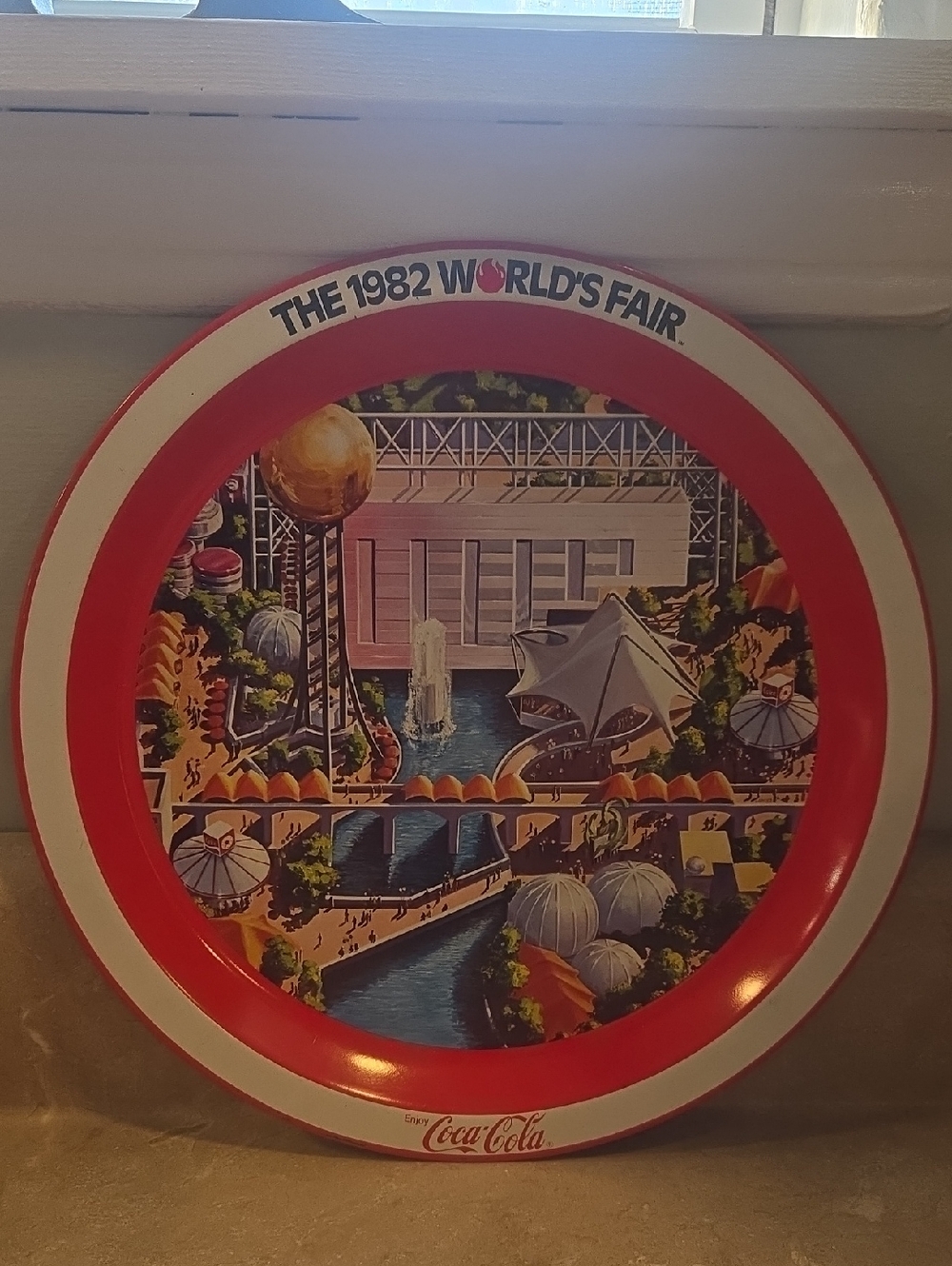 Coca Cola Red and White 1982 World's Fair Decorative Wall Plate